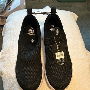 Avia Black Knit Slip-On Shoes